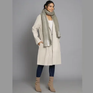 Grey Acrylic Striped Neck Wraps Scarf - Image 3