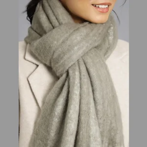 Grey Acrylic Striped Neck Wraps Scarf - Image 7