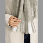 Grey Acrylic Striped Neck Wraps Scarf - Image 8