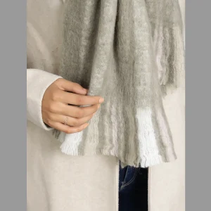 Grey Acrylic Striped Neck Wraps Scarf - Image 8