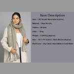 Grey Acrylic Striped Neck Wraps Scarf - Image 10