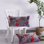 Grey Bird Print Velvet Pillow Covers