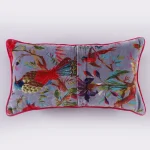 Grey Bird Print Velvet Pillow Covers - Image 4