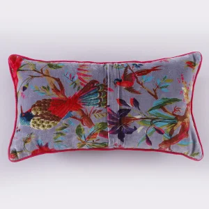 Grey Bird Print Velvet Pillow Covers - Image 4