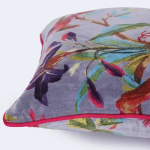Grey Bird Print Velvet Pillow Covers - Image 5