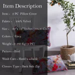 Grey Bird Print Velvet Pillow Covers - Image 6