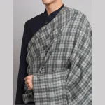 Grey Check Pattern Men's Wool Shawls - Image 6