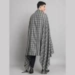 Grey Check Pattern Men's Wool Shawls - Image 7