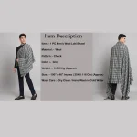 Grey Check Pattern Men's Wool Shawls - Image 9