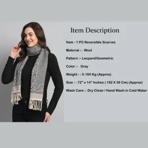 Grey Leopard Wool Scarves Best Gift For Women's - Image 8