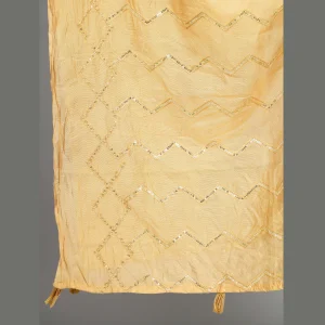 Hand Embroidery Sequins Dupatta Beige Party Wear - Image 4