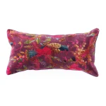 Handmade Bird Print Velvet Pillows Violet - Image 3