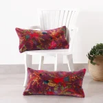 Handmade Bird Print Velvet Pillows Violet