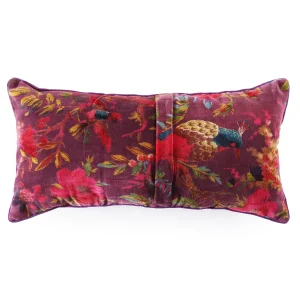 Handmade Bird Print Velvet Pillows Violet - Image 4