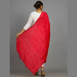 Handmade Sequence Party Wear Pink Dupatta - Image 5