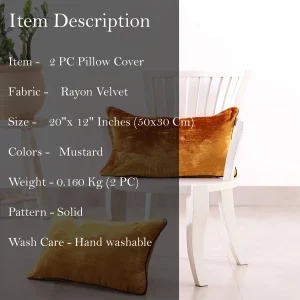 Home Bed Decor Solid Mustard Pillow Cover - Image 7
