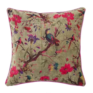 Home Sofa Decor Green Bird Print Cushion Cover - Image 3