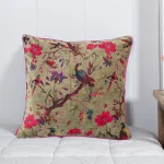 Home Sofa Decor Green Bird Print Cushion Cover
