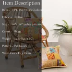 Indian Beige Cotton Shape Cushion Cover - Image 7