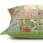 Indian Handmade Parrot Green Cushion Cover 16" - Image 4