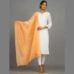 Indian Handmade Peach Chanderi Silk Dupatta - Image 2
