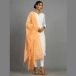 Indian Handmade Peach Chanderi Silk Dupatta