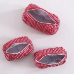 Indian Handmade Red Striped Print Toiletries Bags - Image 2