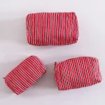Indian Handmade Red Striped Print Toiletries Bags - Image 4