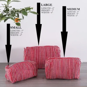 Indian Handmade Red Striped Print Toiletries Bags - Image 5