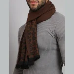 Leopard Design Reversible Brown Wool Mufflers - Image 4