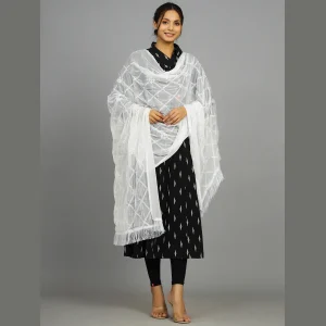Luxuries White Sequence Work Chiffon Dupatta - Image 3
