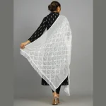 Luxuries White Sequence Work Chiffon Dupatta - Image 6