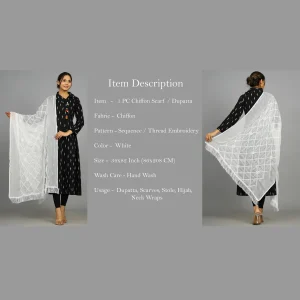 Luxuries White Sequence Work Chiffon Dupatta - Image 7