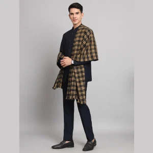 Luxury Beige Check Pattern Shawl - Image 3