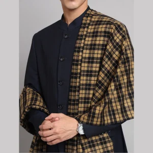 Luxury Beige Check Pattern Shawl - Image 4