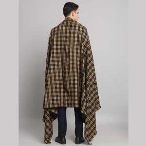 Luxury Beige Check Pattern Shawl - Image 7