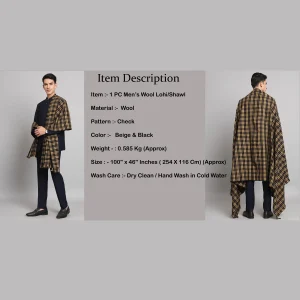 Luxury Beige Check Pattern Shawl - Image 9