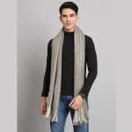 Luxury Grey Striped Acrylic Scarf For Men's - Image 2