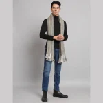 Luxury Grey Striped Acrylic Scarf For Men's - Image 8