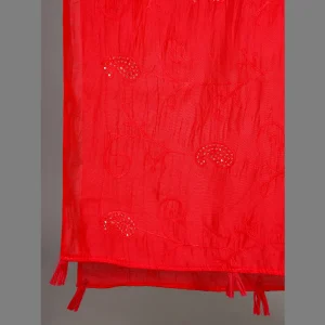 Luxury Pink Paisley Thread Embroidery Design Scarves - Image 5
