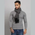 Men Black & Gray Checked Wool Mufflers