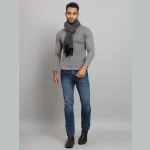 Men Black & Gray Checked Wool Mufflers - Image 3