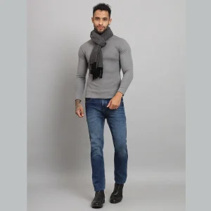 Men Black & Gray Checked Wool Mufflers - Image 3