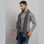 Men Black & Gray Checked Wool Mufflers - Image 4
