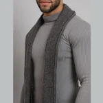 Men Black & Gray Checked Wool Mufflers - Image 5