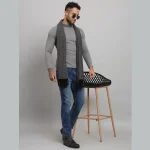 Men Black & Gray Checked Wool Mufflers - Image 6