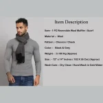 Men Black & Gray Checked Wool Mufflers - Image 8