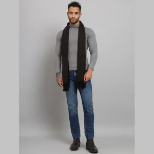 Men Self-Design Woollen Muffler (Brown) - Image 7