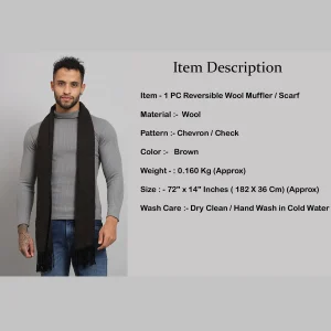 Men Self-Design Woollen Muffler (Brown) - Image 8