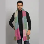 Men's Check Green Acrylic Scarf Winter Neck Wraps
